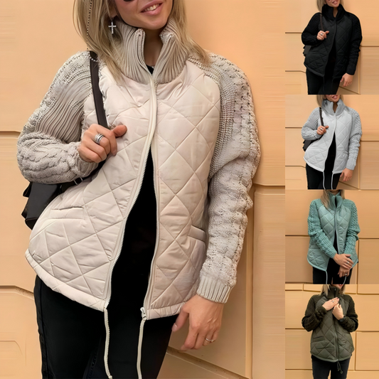 ⏳Offre à durée limitée : 50 % de réduction💥Doudoune patchwork tricotée pour femme