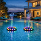 Solar Water Fountain, Solar Water Feature with Nighttime Illumination, Colorful LED Lights