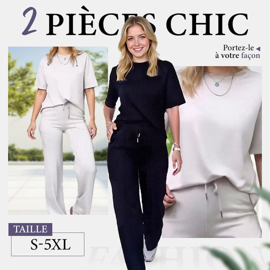 ✨50% de réduction✨Ensemble 2 Pièces Chic avec Haut et Pantalon Assorti pour Femmes