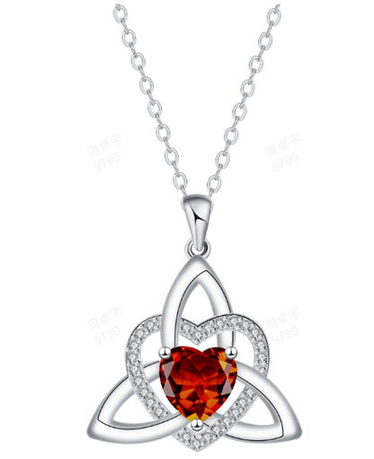 ⏳Limited-time 50% off💥Birthstone Celtic Trinity Knot Heart Necklace✨ Heart Shape Celtic Trinity Knot Birthstone Pendant