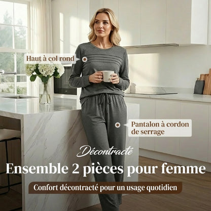 📢📢 60 % de réduction !! ⏰ Ensemble Femme Décontracté avec Haut et Pantalon à Cordon de Serrage 👕👖