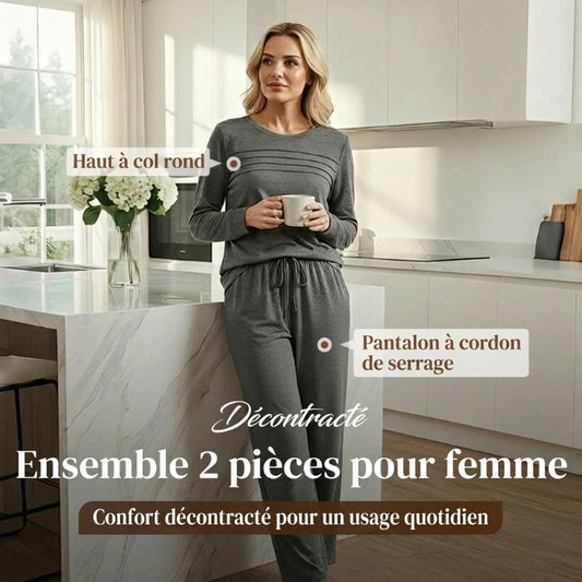 📢📢 60 % de réduction !! ⏰ Ensemble Femme Décontracté avec Haut et Pantalon à Cordon de Serrage 👕👖