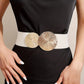 Ceinture vintage élastique à boucle dorée pour femme