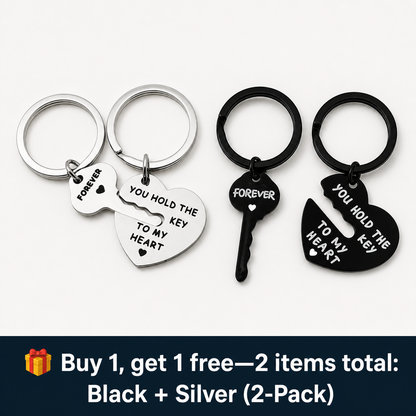🔥1 kopen, 1 gratis – in totaal 2 stuks🎁❤️ Interlocking Heart and Key Keychain Set for Couples