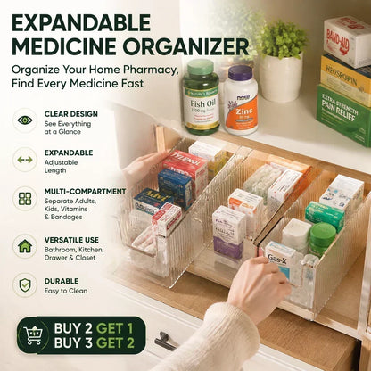 🎁Transparent Expandable Medicine Organizer — expandable, perfect for a tidy medicine cabinet 💊🗄️