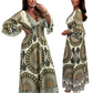 🔥Robe longue rétro bohème à col en V profond pour femme