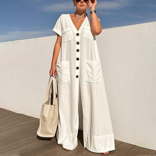 ⏳Spécial limité dans le temps⏰Combinaison Ample à Col en V Tendance pour Femme