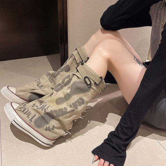 💗 PROMOTION DERNIER JOUR -55% DE RÉDUCTION 💗 Bottes mi-mollet rétro plates et souples en toile pour femmes