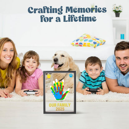 Family Handprint Set🖐️🎨 | Keepsake Frame Kit for 2-8 Members | Non-Toxic Paint Included 🎁✨