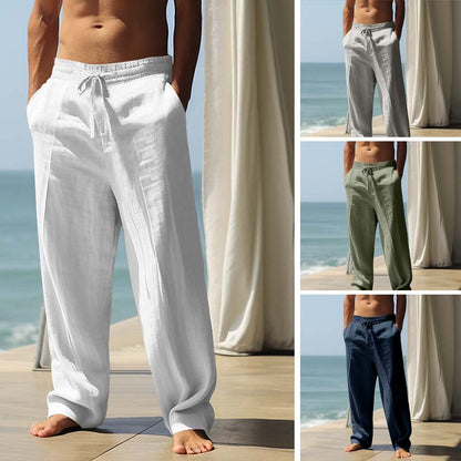 👖🌟 PROMO FLASH 50% ! Pantalon Homme Décontracté en Mélange Lin – Coupe Droite, Cordon de Serrage, Poches Renforcées, 5 Couleurs, Lavable Machine, Parfait pour l'Été & Quotidien 🍃
