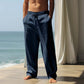 👖🌟 PROMO FLASH 50% ! Pantalon Homme Décontracté en Mélange Lin – Coupe Droite, Cordon de Serrage, Poches Renforcées, 5 Couleurs, Lavable Machine, Parfait pour l'Été & Quotidien 🍃