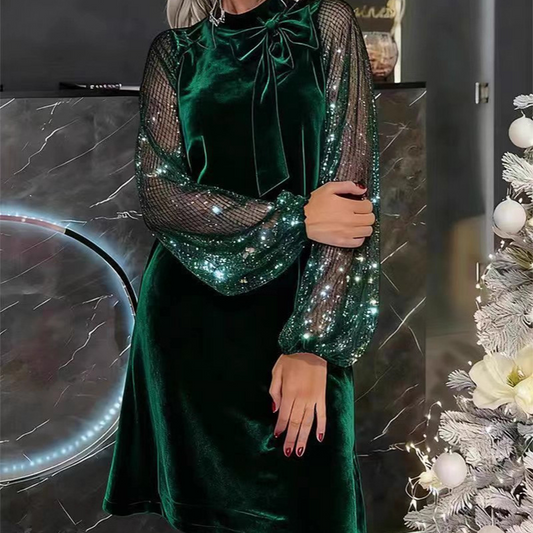 📢📢67 % de réduction !!!⏰Robe à nœud papillon et paillettes pour femme ✨👗