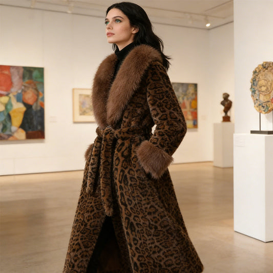 📢📢60% DE RÉDUCTION ! 🐆 Fausse Fourrure Léopard Luxueuse – Manteau Cintré avec Col Oversize & Ceinture Affinante | Élégance Sauvage pour l’Hiver ⚡