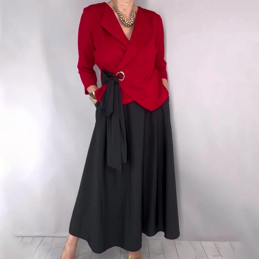 Ensemble 2 pièces élégant composé d'un haut et d'une jupe unie pour femme