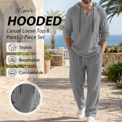 Ensemble 2 pièces pour homme : haut à capuche ample et décontracté et pantalon
