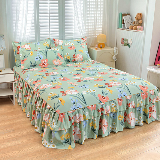 🌹🛏️ 53 % de réduction ⚡ Jupe de lit à volants 3 pièces – Imprimé floral, doux tissu brossé & design romantique! Offre limitée, garantie 30 jours 😊