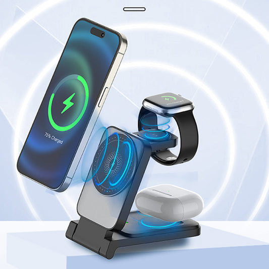 Chargeur magnétique sans fil pliable 3 en 1