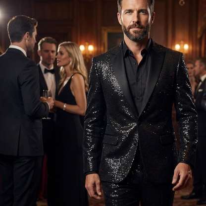 🤵 60% de Réduction! ✨ Ensemble Smoking Noir Scintillant pour Homme – Élégant, Ajusté & Brillance Distinctive 🌟