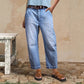 👖 PROMO LIMITÉE 50% DE RÉDUCTION ! ✨ Jean Droit Court Femme – Taille Haute, Large Jambe, Délavé ✨