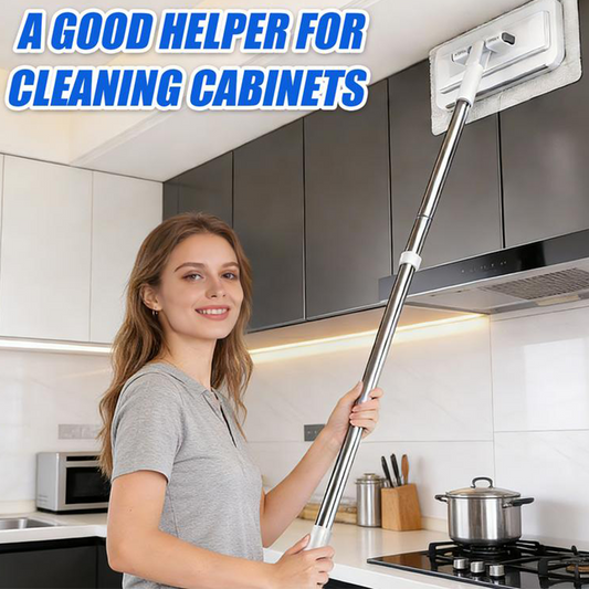 ⏳Limited-time 50% off💥Careluxpro Telescopic Flat Dust Mop – Hands-Free Cloth Clamping, 358 Shark-Tooth Grip & Adjustable Stainless Steel Pole – Deep-Clean Ceilings, Walls & Floors 🏠