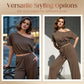 🍂 50 % de réduction + livraison gratuite 🌺 Ensemble 2 pièces pour femme : haut à épaules dénudées et pantalon
