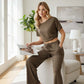 🍂 50 % de réduction + livraison gratuite 🌺 Ensemble 2 pièces pour femme : haut à épaules dénudées et pantalon