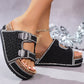 ⭐ PROMO LIMITÉE 50% DE RÉDUCTION ! ✨ Mules Scintillantes – Plate-forme Liège, Semelle Ergonomique, Perles & Strass 👡