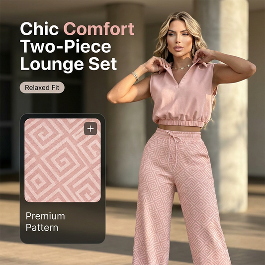 Women's Two-Piece Lounge Set with Drawstring Pants