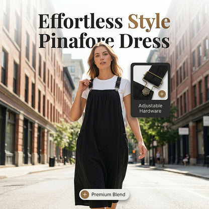 Women's Loose Midi Overall Dress with Pockets