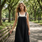 Women's Loose Midi Overall Dress with Pockets