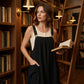 Women's Loose Midi Overall Dress with Pockets