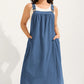 Women's Loose Midi Overall Dress with Pockets