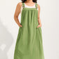 Women's Loose Midi Overall Dress with Pockets