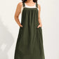 Women's Loose Midi Overall Dress with Pockets