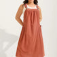Women's Loose Midi Overall Dress with Pockets