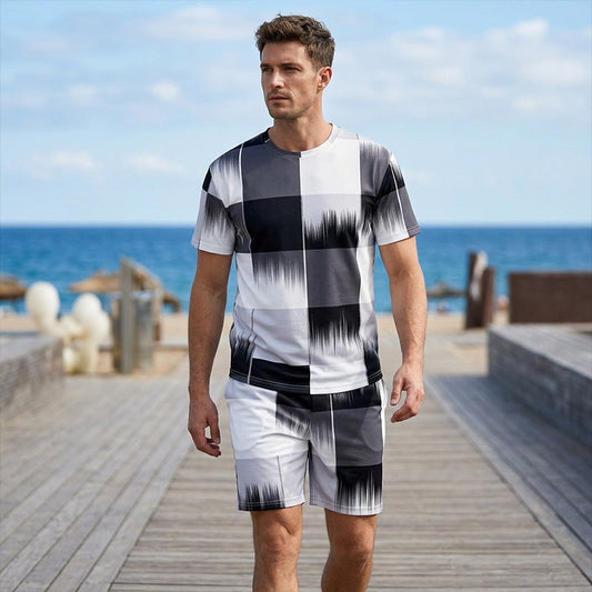 🎨 PROMO LIMITÉE 50% DE RÉDUCTION ! 👔 Ensemble T-shirt & Short Imprimé Abstrait pour Homme – Look Moderne & Confortable 🕶