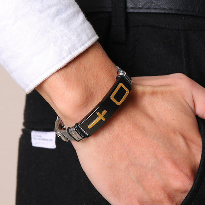 ✝️ PROMO LIMITÉE 50% DE RÉDUCTION ! ✨ Bracelet Croix Acier Inoxydable Homme – Durable, Réglable ✨