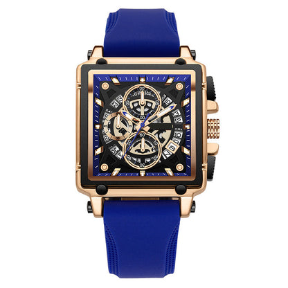 ⌚ LIMITED-TIME 50% OFF! ✨ Men's Skeleton Watch – Square Face, Chronograph, Silicone Strap 🌀