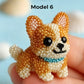 Kit de montage d'un chien en 3D avec des perles colorées
