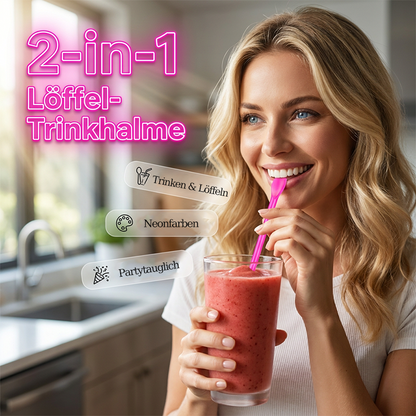 🍹50 % de réduction pour une durée limitée🍹🌈Pailles colorées en plastique en forme de cuillère pour smoothies