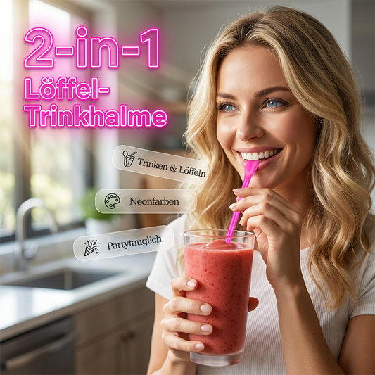 🍹50 % de réduction pour une durée limitée🍹🌈Pailles colorées en plastique en forme de cuillère pour smoothies