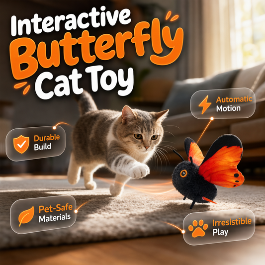 ⏳Limited-time 50% off⏰Motion Activated Smart Flapping Butterfly Interactive Cat Toy🦋😺