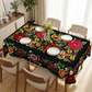 Mexican Floral Tablecloth with Scalloped Edge