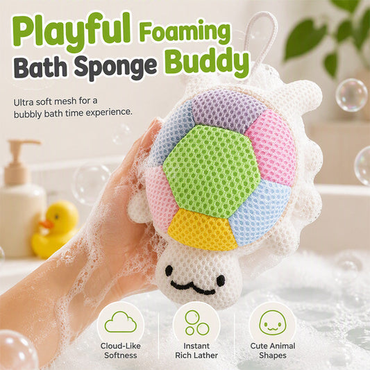 Cute Cartoon Animal Kids Bath Sponge with Hanging Rope