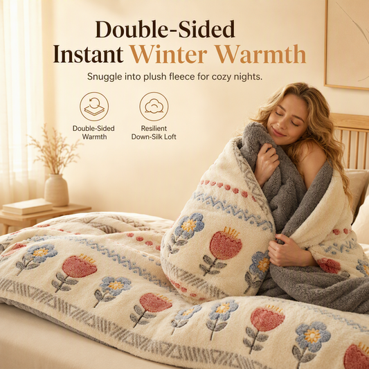 ⏳Limited-time 50% off💥 Livecheste™ Double-Sided Sherpa Fleece Comforter – Snowflake Velvet & Dense Lamb Fleece Heat Lock & Ultra-Soft Velvet Touch❄️