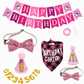 5-Piece Pet Birthday Party Dress Up Set with Plaid Triangle Bandana Bibs and Birthday Hat for Dogs and Cats