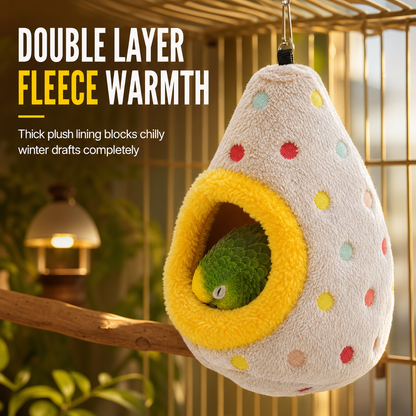 ⏳Time-Limited Special⏰Hanging Cotton Bird Nest Hammock – Double-Layer Fleece Warmth, Enclosed Oval Nesting Cave & Durable Metal Hook – Cozy Winter Hideout for Small Birds 🥚