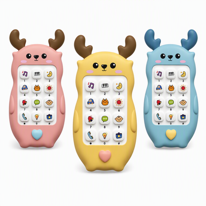 📱 Cartoon Deer Baby Toy Phone Bilingual Early Educational Simulation Smartphone with Music and Stories for Toddlers