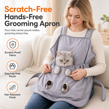 ⏳Time-Limited Special⏰Hair Resistant Pet Cuddling Apron with Leg Holes – Anti-Scratch Grooming Apron 🐈✨