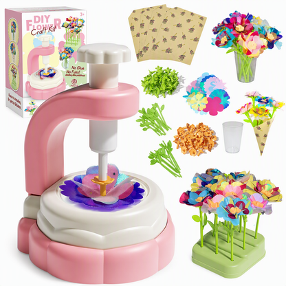 🌸 Kids DIY Flower Bouquet Making Kit with Flower Press Machine Arts and Crafts Toy Gift for Girls